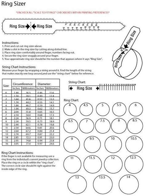Ring Size Chart PDF