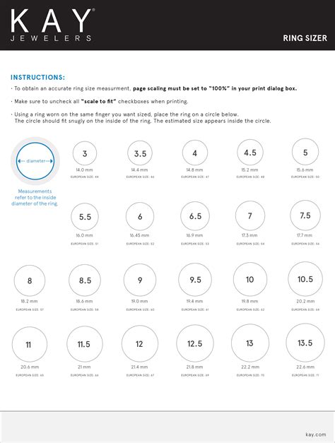 Ring Size Guide Chart Measures Ring Sizes With Guide Including Ring