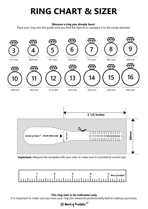 Ring Sizer Chart Printable