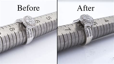 Ring resizing cost. The cost of resizing a ring can vary depending on the type of ring, the size requested, and the method used. Generally, the cost of resizing a simple band is the least expensive option, usually ranging from $40 to $90. The cost of resizing a solitaire ring is usually more expensive, usually ranging from $100 to $200. 