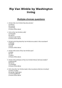 Rip Van Winkle Test Questions