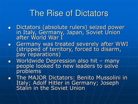 Rise of European Dictators - World History WWII Online …