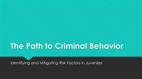 Risk Factors for Criminal Behavior Juvenile