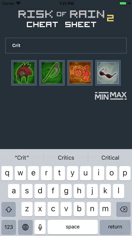 Risk of Rain 2 Cheat Sheet by MinMax Software AB