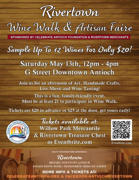Rivertown Wine Walk, artisan fair is Saturday in downtown Antioch