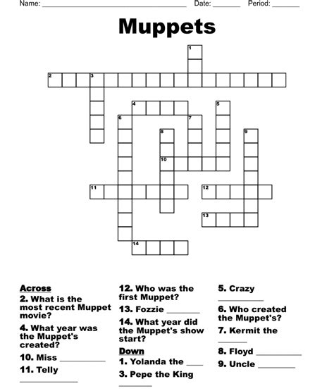 Hooknosed Muppet Crossword Clue Answers. Find the latest crossword clues from New York Times Crosswords, LA Times Crosswords and many more. ... Rizzo the ___, 'The Muppet Show' character 2% 4 ELMO: Red Muppet 2% 3 SAM: Muppet eagle 2% 5 OSCAR: Muppet who was originally orange 2% 4 ...