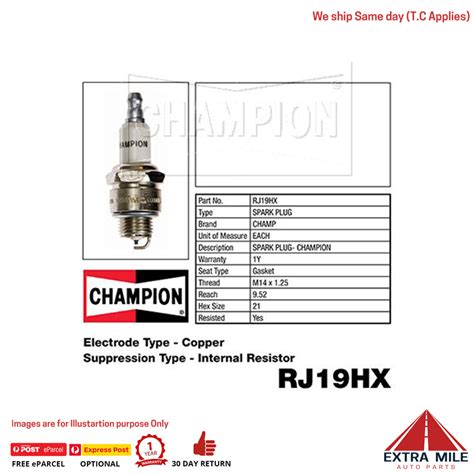  The Briggs spark plug part # for your model 422707 is 802592 which is a J19LM or RJ19LM. I have two Briggs 6.& 6.5 engines and they both call for the Champion RJ19LM. Home Depot carries them for 2.38 each. The difference between RJ19LM and J19LM is: The RJ19LM has a resistor, which is placed in the spark plug's copper core. . 