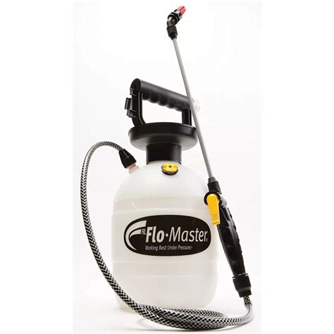  This small, hand-held Flo-Master sprayer is ideal for small jobs when a larger pressurized sprayer would not be practical. The 360 spraying capability allows spraying in any direction, including upside down. 40 oz. capacity heavy duty polyethylene tank for visible liquid level. Compact version of standard compressed air sprayers. . 