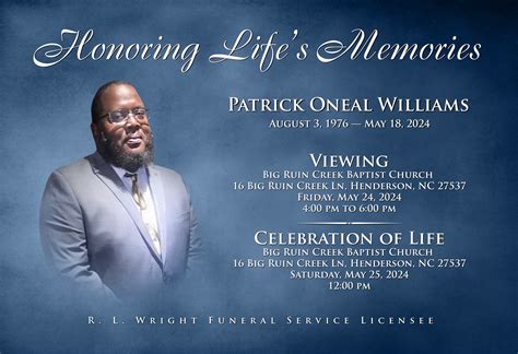 Rl wright funeral home obituaries.  Wright Funeral Service Licensee, LLC in Frank...