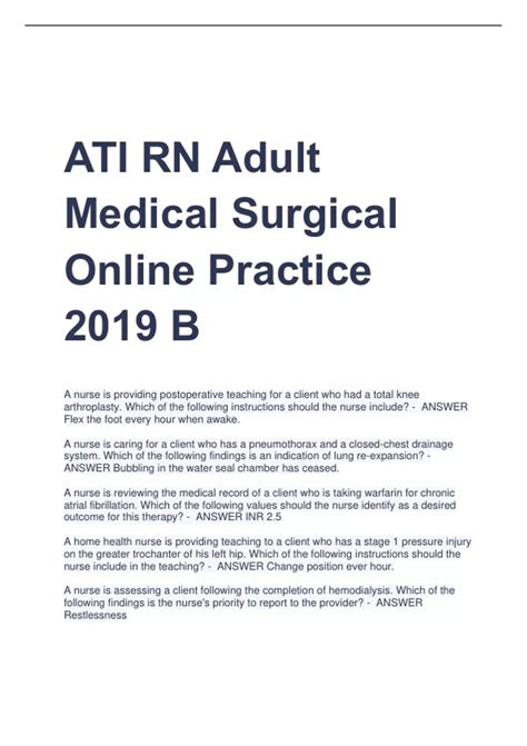 RN Adult Medical Surgical Online Practice 2019 A Safety and Infection Control …