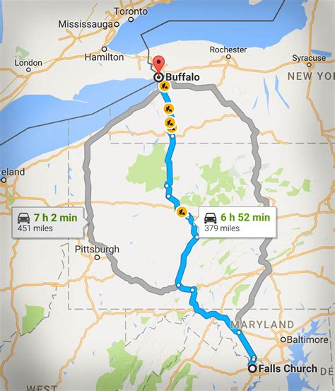 Road Map from Buffalo to Gatlinburg