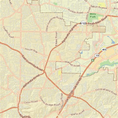 Road Map from Buford to Alpharetta