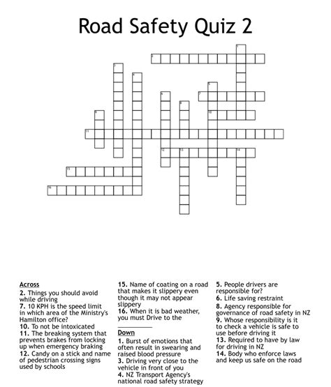 Road Safety Group Nyt Crossword