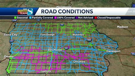 Road conditions for central iowa. Jan 18, 2023 · The Iowa DOT recommends checking the weather forecast and road conditions before deciding to head out on the roads and postponing trips if conditions aren't ideal. To check Iowa road conditions ... 