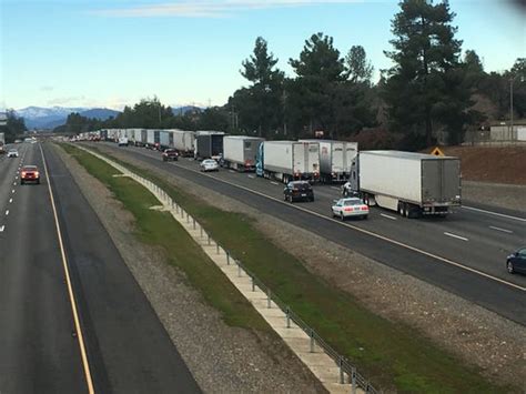 Advertisement. Caltrans tweeted at 7:39 a.m. that I-5 was closed to "all big rigs and vehicles with trailers" 10 miles north of Redding due to winter weather conditions. The highway reopened with ....