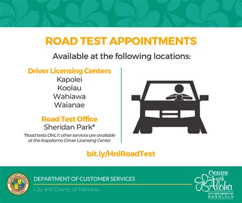 Road test hawaii appointment. Book your Road Test Oahu Appointment using the online scheduler or dial (808) 768-4385 for phone assistance from a real person. Skip to content. ... Hawaii DMV 550 South King Street Honolulu Hawaii 96813. Road Test Oahu Website. Road Test Oahu official website where you get access to Hawaii DMV news, services, products, ... 