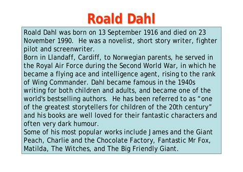 Roald Dahl Research Paper - 715 Words Internet Public Library