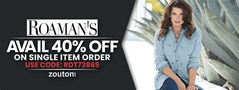 Enjoy these top rewards and special benefits when you use the Roaman's Platinum credit card: ... Free Shipping up to 4 Times a Year. Use promo code RMSHIPPING2023 Minimum purchase of $75. 4. ... Free Shipping up to 4 Times a Year. Use promo code RMSHIPPING2023 Minimum purchase of $75. 4..