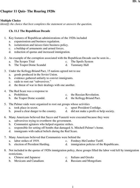 Roaring twenties video guide sheet answers. - Manual for the embedded figures test.