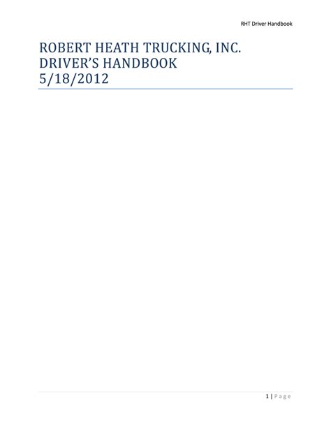 Robert heath trucking inc driver handbook. - Canon powershot g3 digital camera service repair manual.