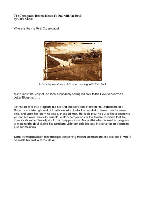 Robert johnsons deal with the devil  read theory