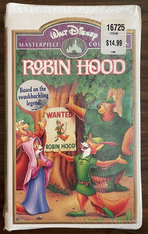 Walt Disney's Robin Hood SEALED VHS Masterpiece Collection. (3) $15.00. $3.95 shipping. SPONSORED. ROBIN HOOD Walt Disney “The Classics” VHS #1189 Black Diamond. Vintage tape. . 