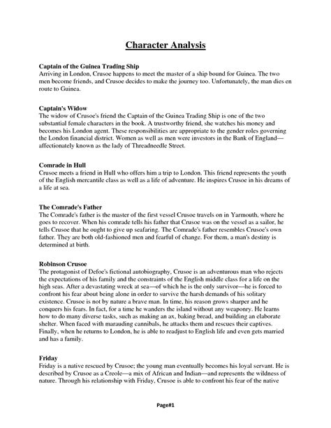 Robinson crusoe character analysis pdf