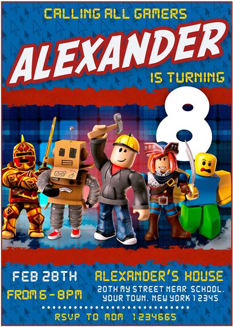Roblox Birthday Invitation Chalkboard Roblox Invite Roblox