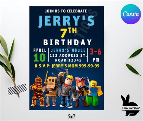 Roblox Birthday Invitation Custom Boy Roblox Editable Etsy in 2020