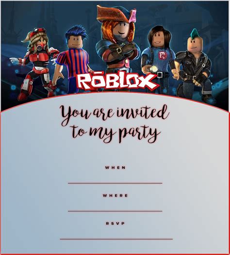 Roblox Birthday Party Invitations Invitation World