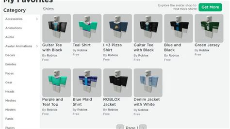 Roblox Clothing Catalog