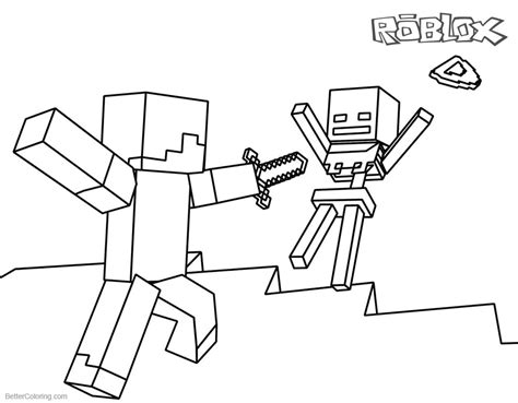 Roblox Coloring Pages Steve and Skeleton Free Printable Coloring Pages