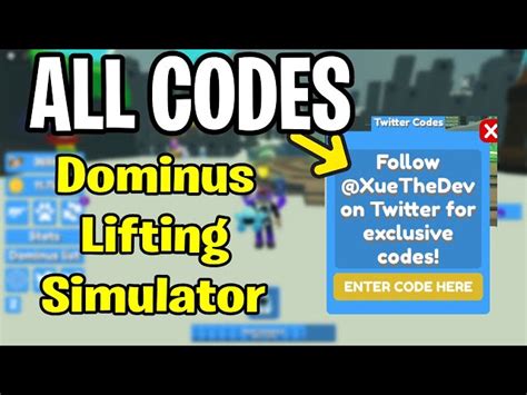 Roblox Dominus Lifting Simulator codes September 2022 Free pets coins and more 