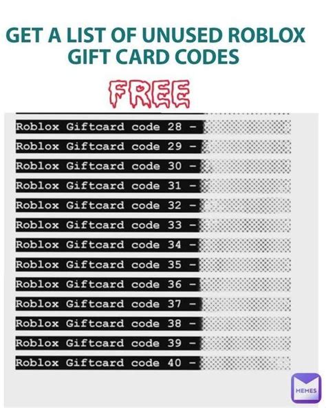 Roblox Gift Card Codes Unused