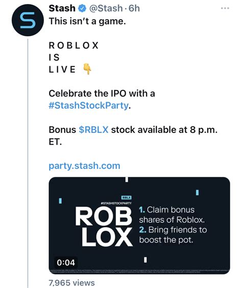 Roblox Stash Stock Party Going on NOW!! CashBackTrek