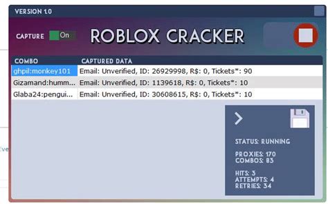 Roblox account hacker password cracker.  If the generated password matches, return it a...