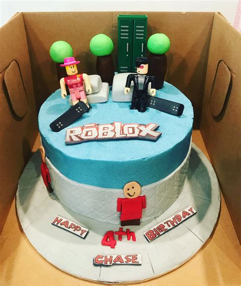 The perfect birthday cake for a Roblox fan! An over the top Roblox birthday cake decorated with fondant, a handcrafted character (select whether you'd like this included in the options below), and a hand cut fondant Roblox logo on top. Choose from delicious signature flavors like vanilla, chocolate, red velvet, marble,. 