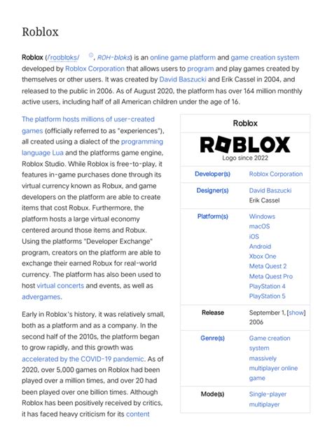 Roblox facts wikipedia. E.  &bull; Teardown &bull; Total War &bull; Triangle Strategy &bull; Unicor...