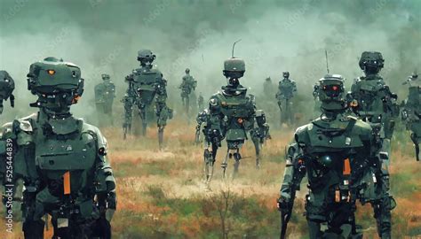 Robot AI army of the furture using military artificial intelligence AI