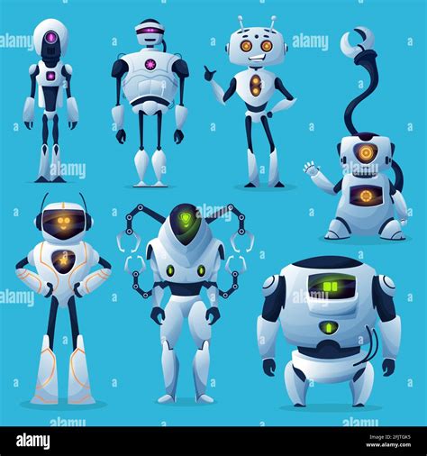 Robot and Artificial Intelligence Bot Characters Stock Vector
