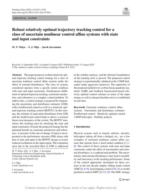 Robust relatively optimal trajectory tracking control for a class of ...