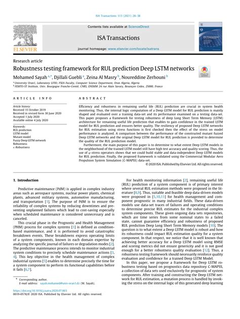 Robustness testing framework for RUL prediction Deep LSTM …