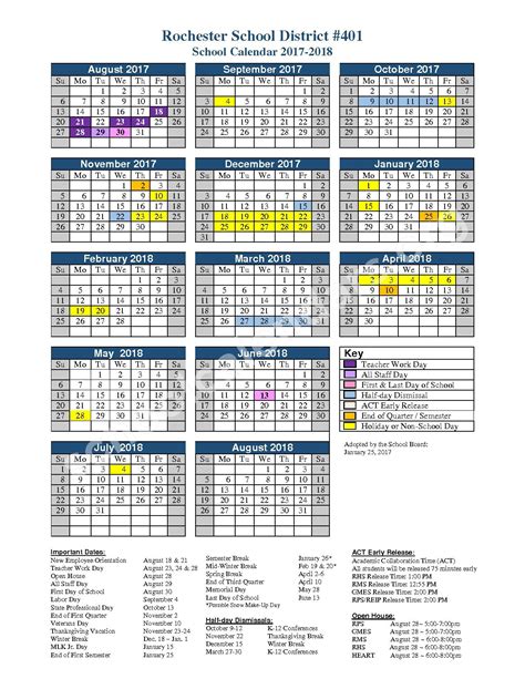 Rochester Calendar