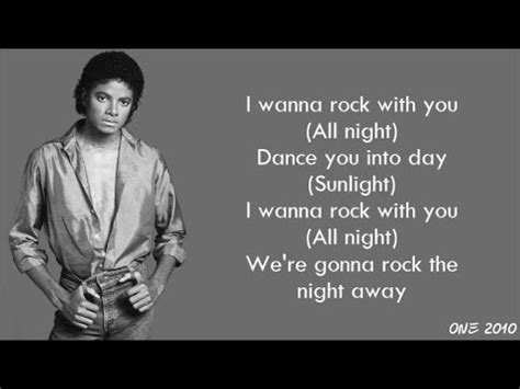 Rock with you lyrics. Oct 2, 2009 · 2.5M. 350M views 14 years ago. "Rock With You" was Michael Jackson's second short film, filmed in 1979 for the second No. 1 hit single from 'Off the Wall.'. 
