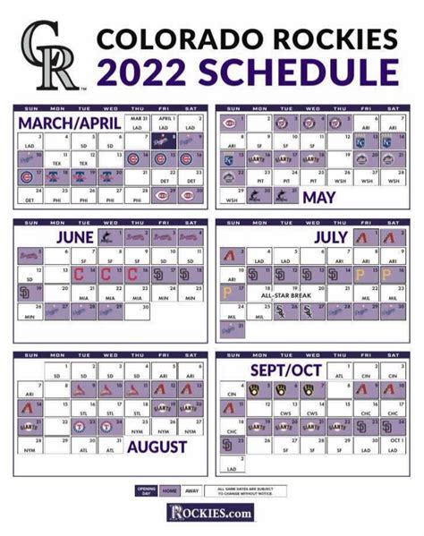 Rockies 2022 Schedule Printable