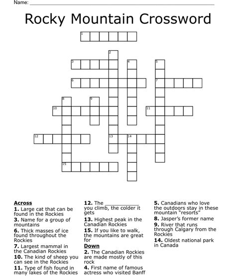 Gp. including the Rockies. Crossword Clue Here is the solution for the Gp. including the Rockies clue featured in LA Times Daily puzzle on July 10, 2016. We have found 40 possible answers for this clue in our database. Among them, one solution stands out with a 95% match which has a length of 6 letters. You can unveil this answer …. 