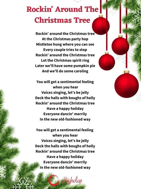 Rockin Around The Christmas Tree Printable Lyrics