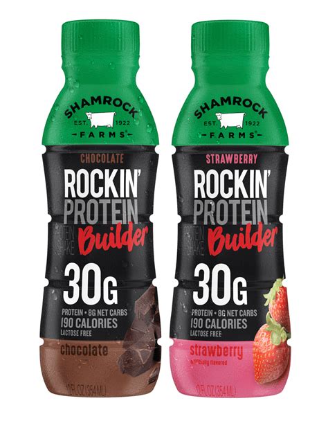Rockin protein. Product Details. Rockin' Protein Builder Shake. Chocolate. 12 fl oz (354 ml) 12 ct. More Information: 30 grams of protein. 190 calories per bottle. 9 net carbs. 6 grams sugar. … 