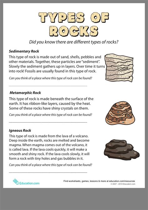 Rocks and Minerals Worksheets - Easy Teacher Worksheets