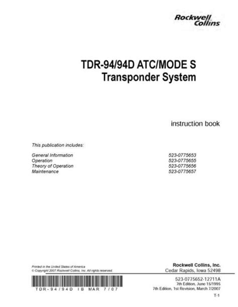 Rockwell collins tdr 94d installation manual. - English guide for class 11 cbse.